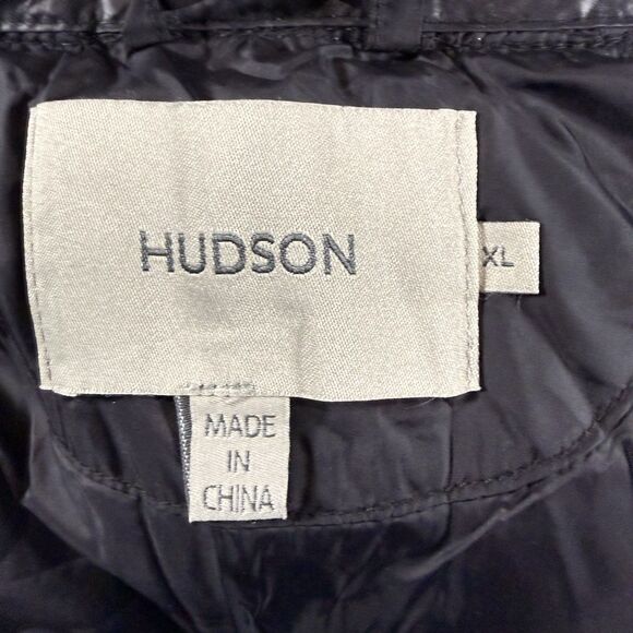 Hudson Women's Short Puffer Jacket Stand Up Collar Snap XL - Picture 6 of 10